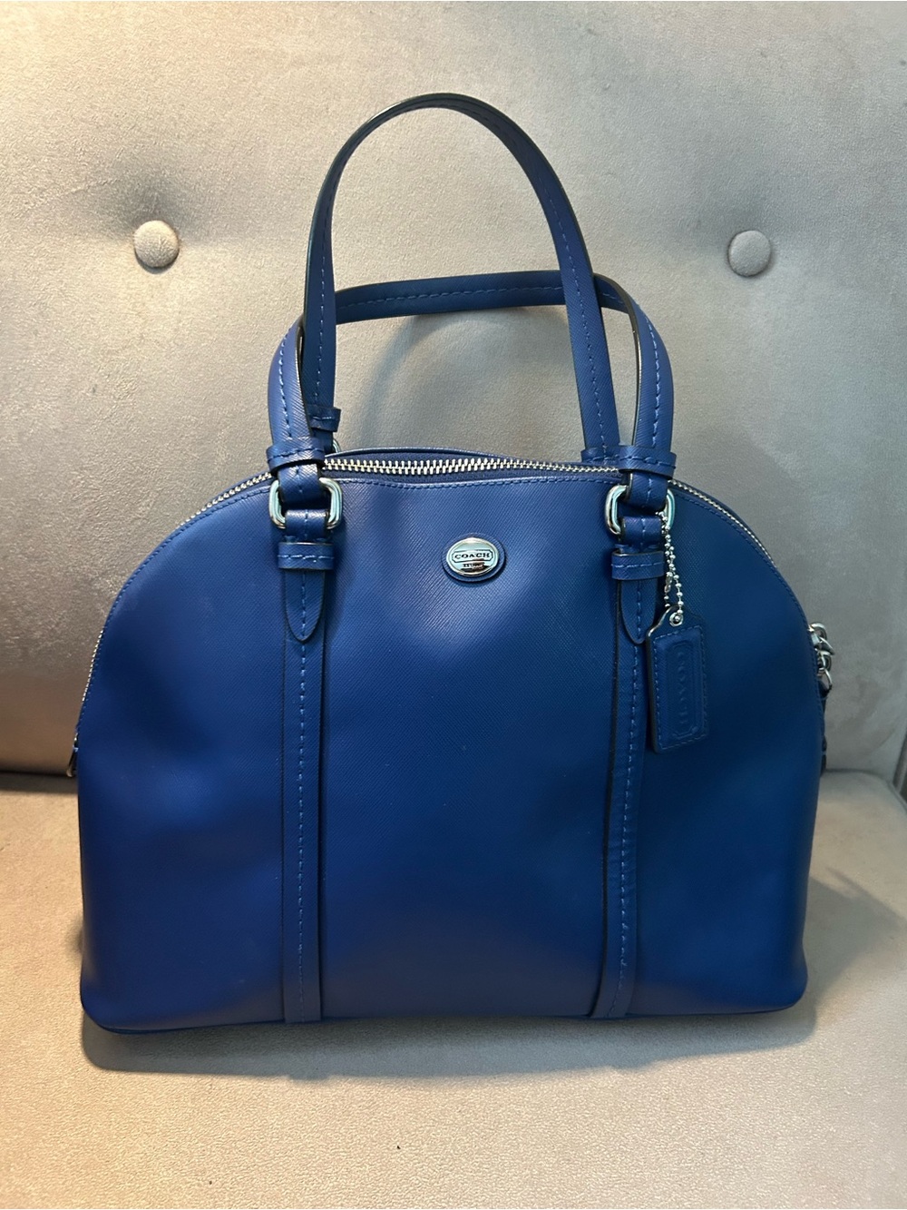 Coach Peyton Blue Leather Dome Satchel